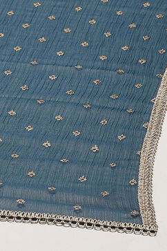Teal Polyester Straight Printed Kurta Palazzo Suit Set image number 3