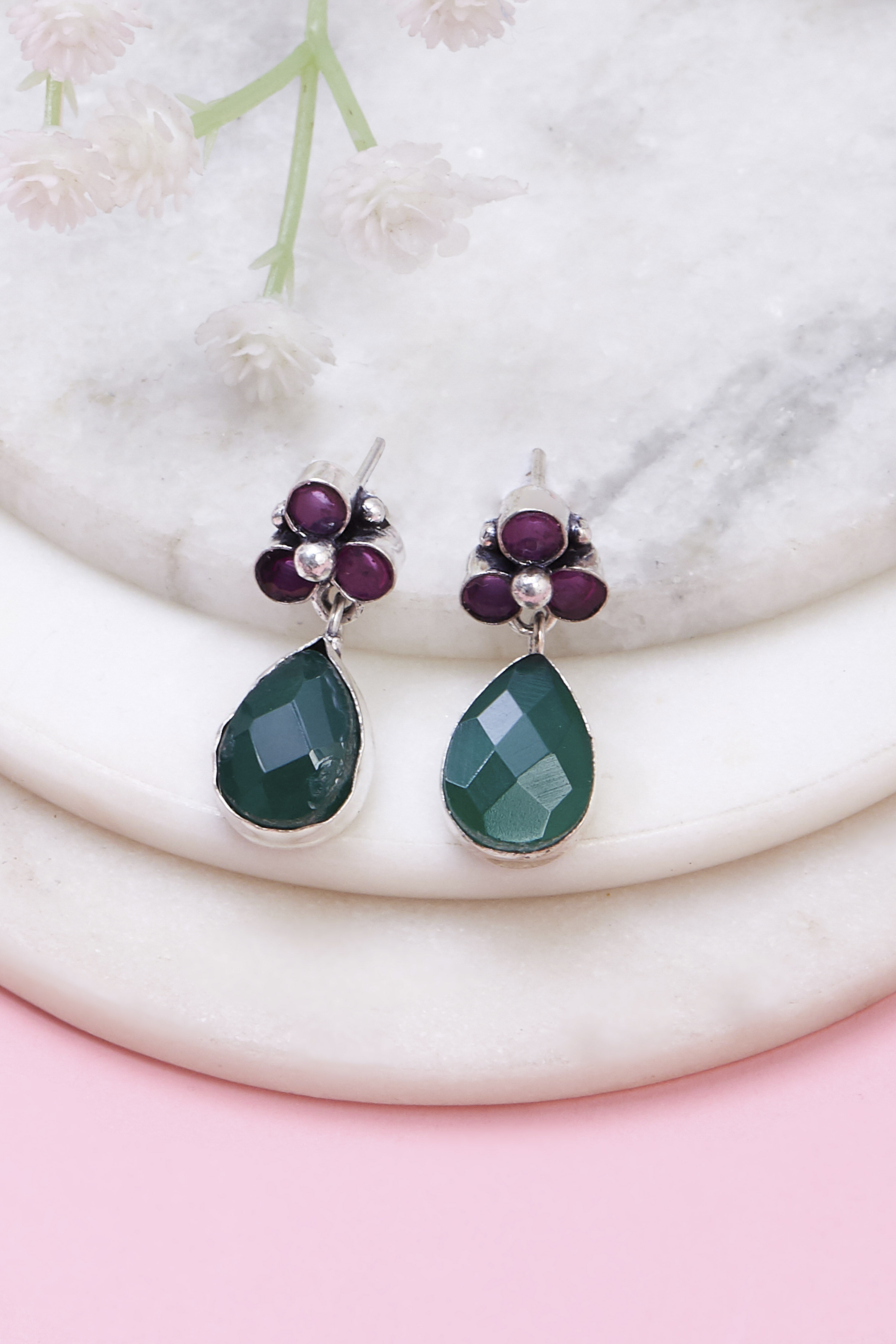 Green Brass Drop & danglers image number 0