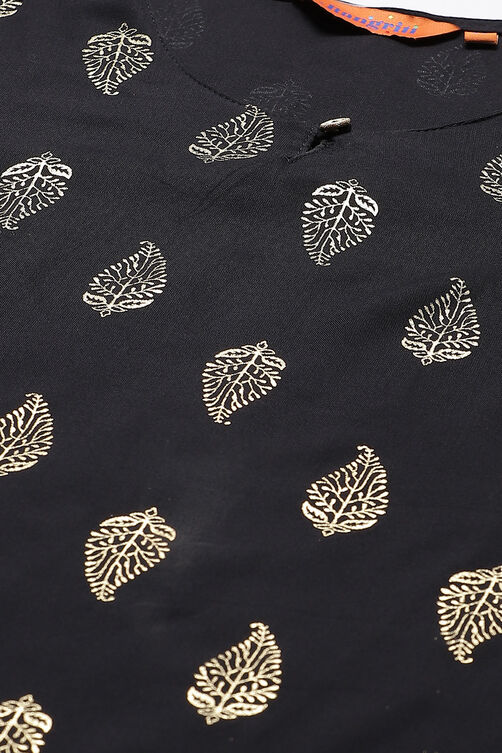 Black Viscose Rayon Straight Suit Set image number 1