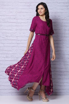 Phalsa Viscose Asymmetric Dress image number 5