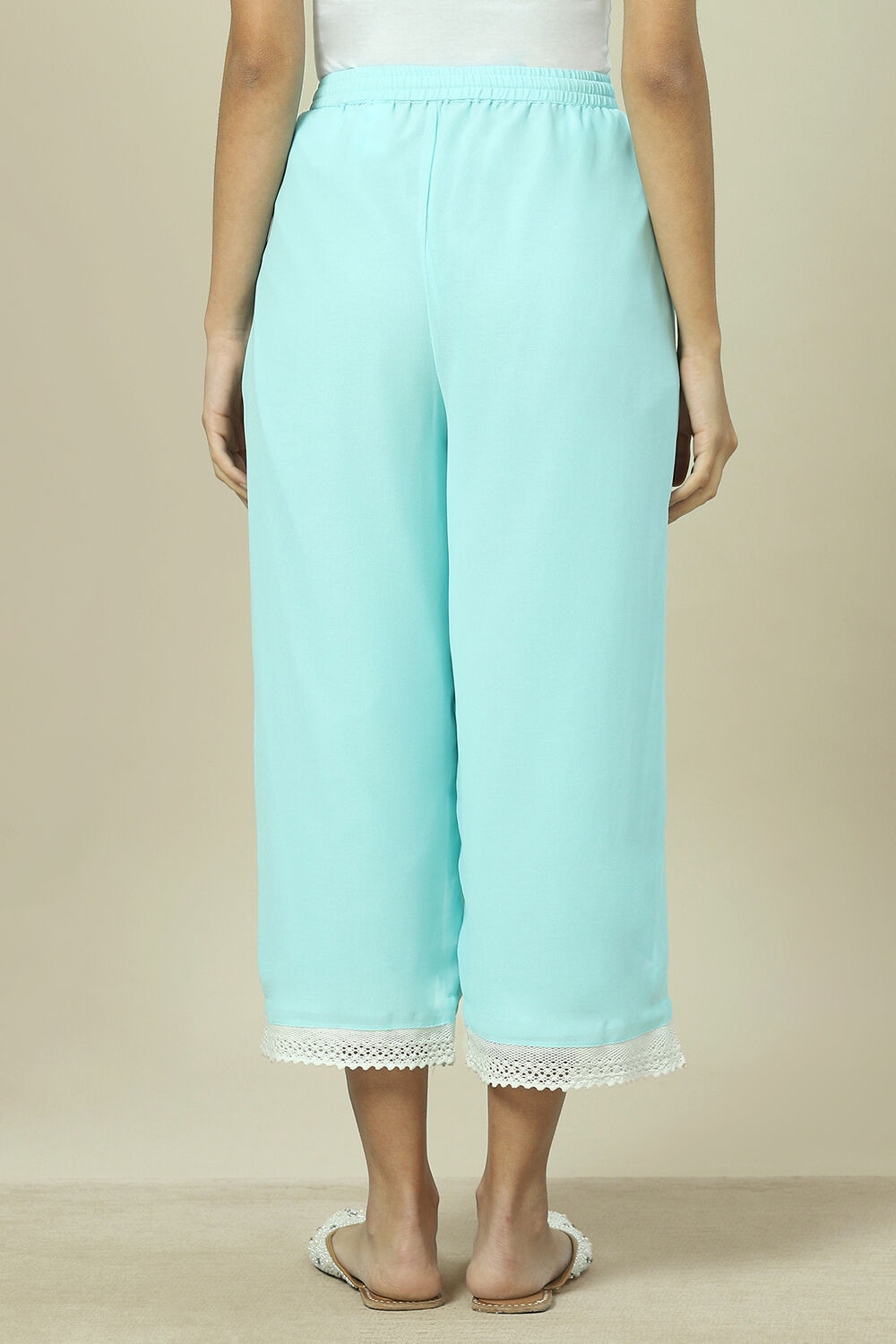 Sky Blue Cotton Blend Palazzo image number 5