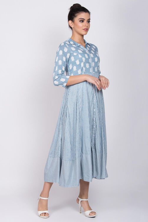Grey Viscose Kalidar Dress image number 3