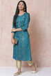 Teal Green LIVA A Line Kurta image number 3