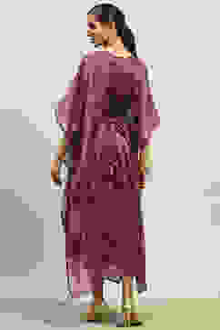 Purple Poly Georgette Printed Kaftan  image number 3