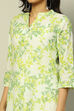 White and Blue Cotton Floral Printed Straight Kurta image number 1