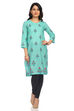 Teal Blue Straight Cambric Cotton Kurta image number 0