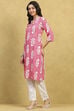 Pink Viscose Rayon Printed Straight Kurta image number 2