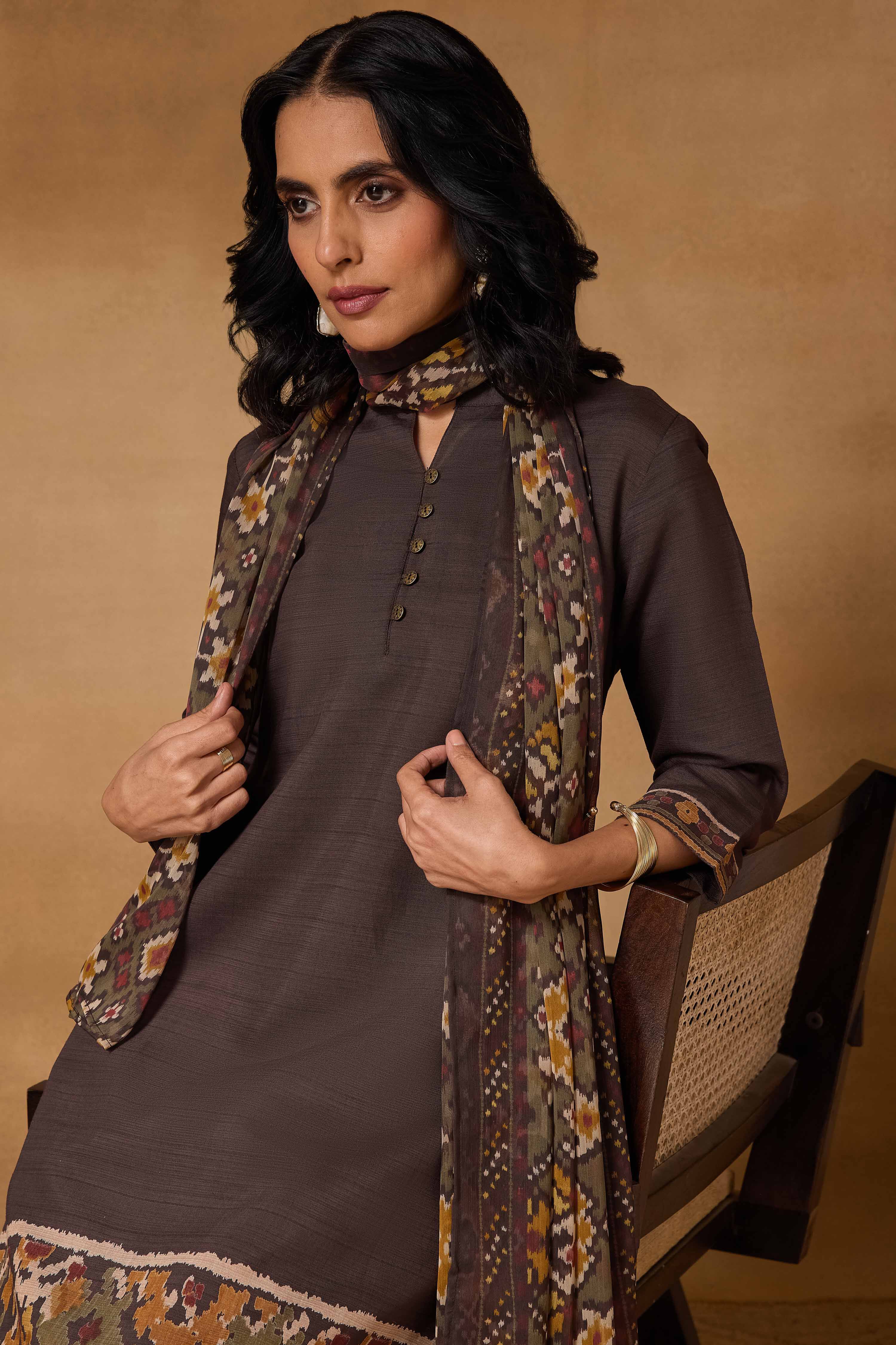 Mustard Viscose Blend Straight Printed Kurta image number 8