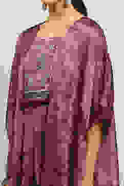 Purple Poly Georgette Printed Kaftan  image number 1