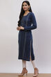 Blue Acrylic Straight Kurta image number 2