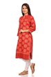Red Straight Cotton Kurta image number 1