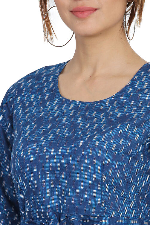 Indigo Flared Cotton Dress image number 1