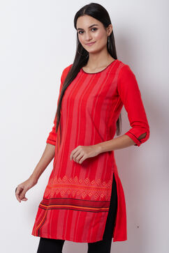 Coral Poly Cotton Straight Kurta image number 2