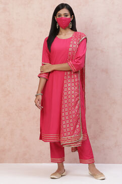 Pink LIVA Straight Suit Set image number 0