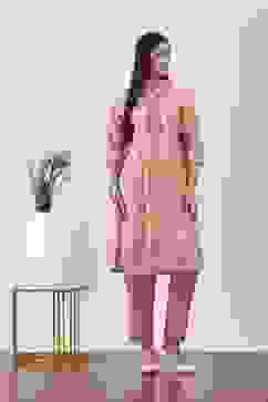 Pink Viscose Polyester Gathered Suit Sets image number 6