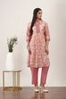 Pink Viscose Polyester Gathered Suit Sets image number 6