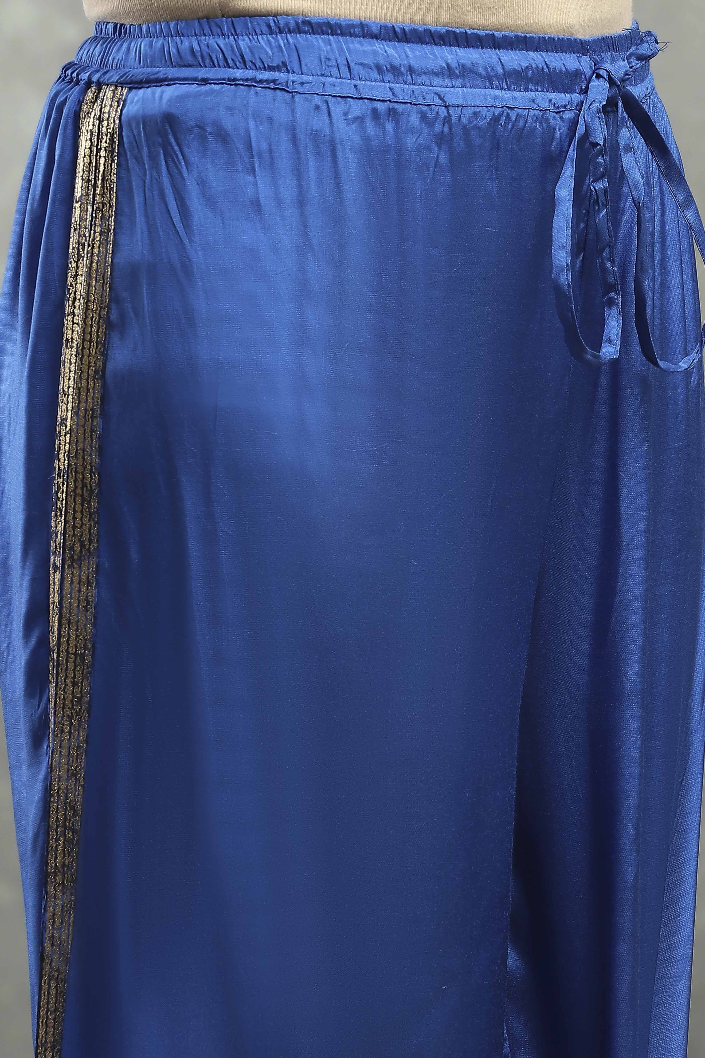 Blue Polyester Straight Kurta Pants Set image number 2