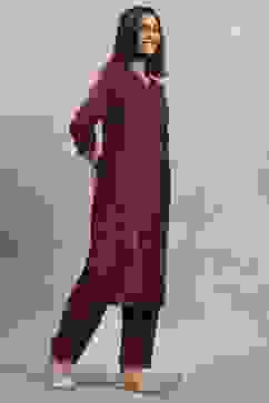 Purple Viscose Rayon Printed A-Line Co-ord Set image number 5