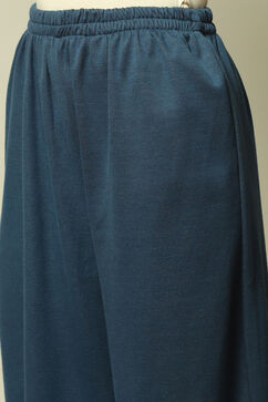 Blue Jacquard Straight Printed Kurta Palazzo Suit Set image number 2