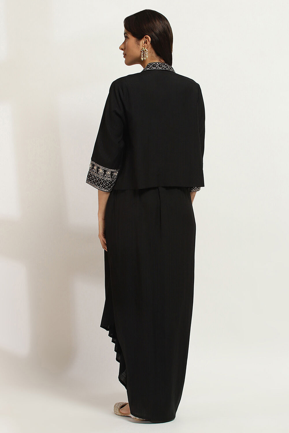 Black Viscose Blend Skirt Set image number 4