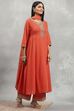 Orange Cotton Printed Kalidar Suit Set image number 5