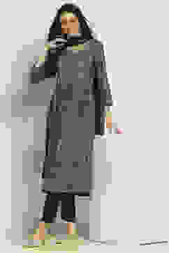 Navy Viscose Rayon Printed Gathered Suit Set image number 0