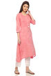 Pink Straight Cotton Kurta image number 3