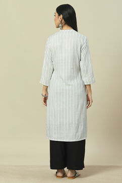 White LIVA Straight Kurta image number 4