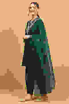 Deep Green Embroidered A-Line Suit Set image number 3