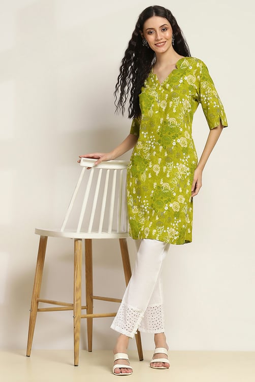 Blue Printed Straight Kurta image number 0