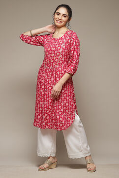 Red Art Silk Crinkled Kurta image number 0