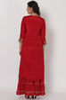 Maroon Viscose And Cotton Straight Suit Set image number 5