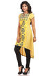 Yellow Asymmetric Cotton Kurta image number 3