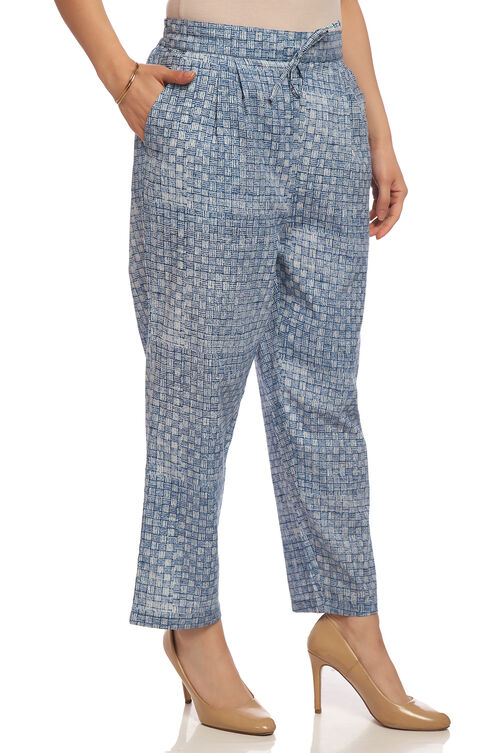 Indigo Cotton Slim Pants image number 1