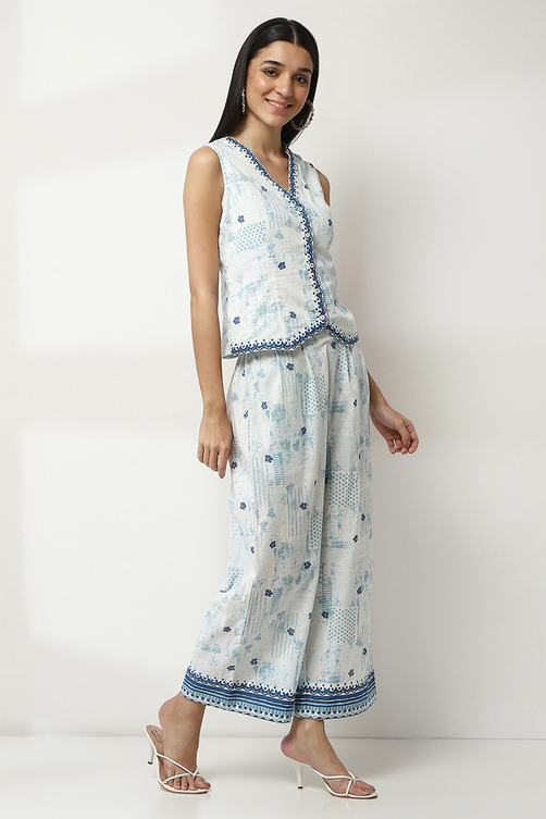 Blue Cotton Printed Co-ord Set image number 5