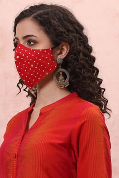 Red Art Silk Face Mask image number 1