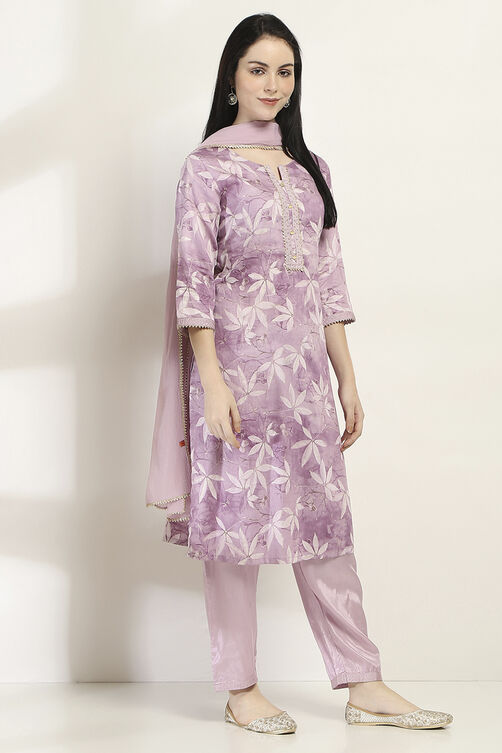 Mauve Cotton Straight Set image number 5