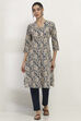 Blue Cotton Straight Kurta image number 5