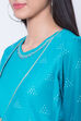 Turquoise Cotton And Flex Straight Dress image number 1
