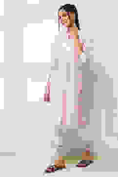 Pink Cotton Yarn-Dyed Straight Kurta image number 2