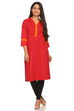 Red Cotton Kalidar Kurta image number 0