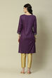 Purple Viscose Straight Printed Kurta image number 4