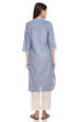 Blue Straight Cotton Kurta image number 4