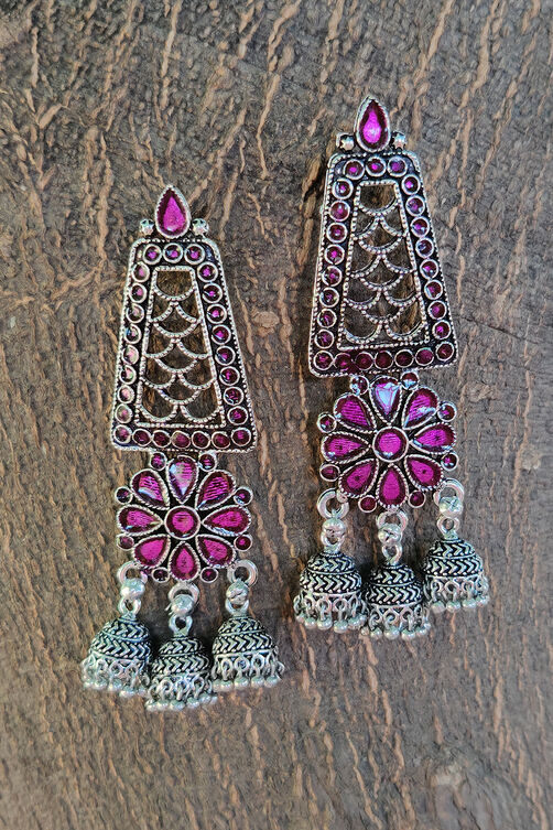 Purple Metal Brass Earring image number 1