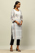White Polyester Printed Straight Kurta image number 4