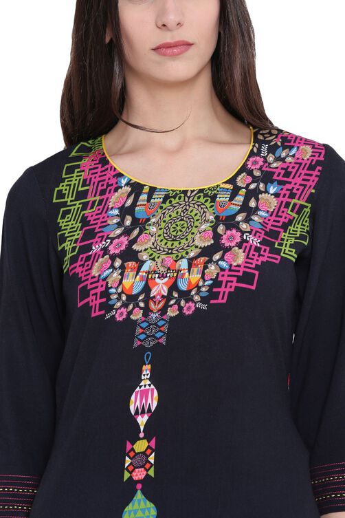Black Rayon Straight Kurta image number 1