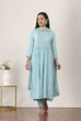 Blue Viscose Polyester Straight Suit Set image number 6