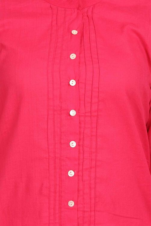 Pink Straight Cotton Kurta image number 4