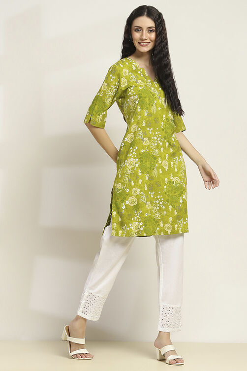 Blue Viscose Rayon Printed Straight Kurta image number 4