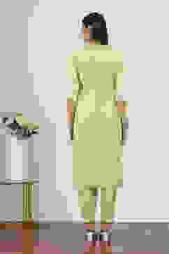 Yellow Viscose Polyester Straight Suit Sets image number 4